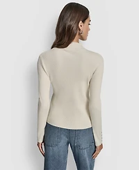Dkny Jeans Women's Rib Long Sleeves Slim Fit Sweater