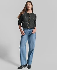 Dkny Jeans Women's Cropped Front Pockets Long Sleeves Jacket
