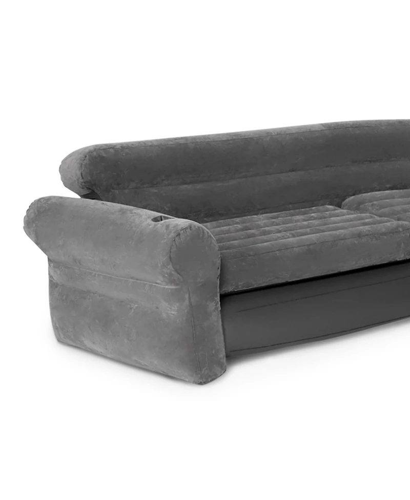 Intex Inflatable Corner Living Room Air Mattress Sectional Sofa Couch, Gray