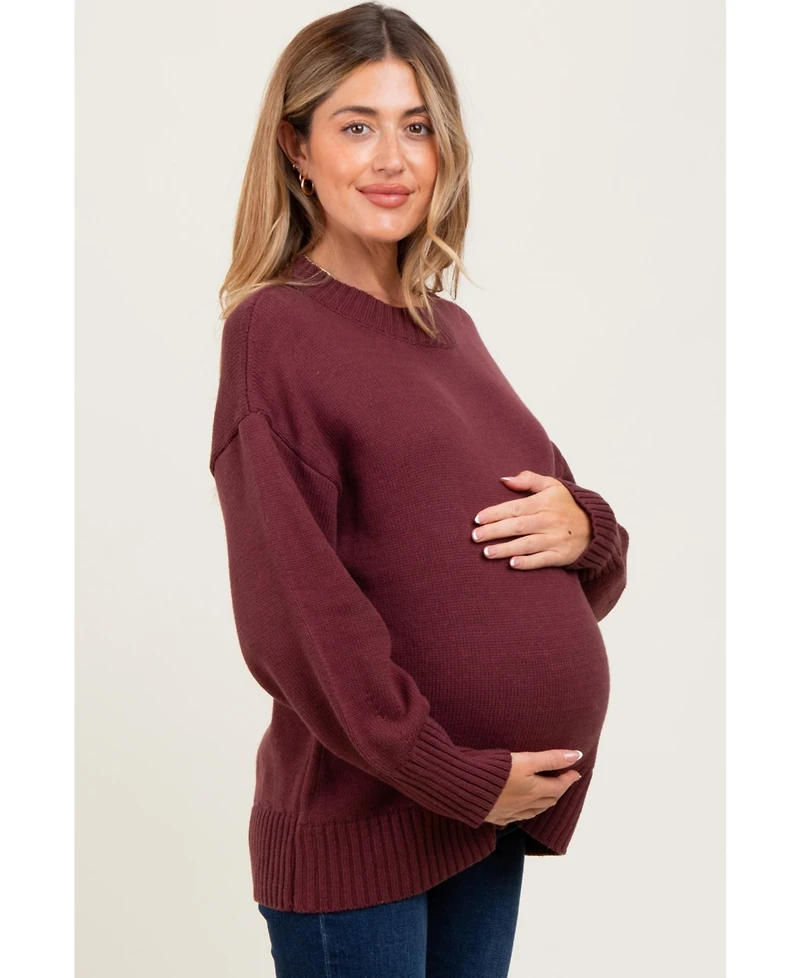 Pinkblush Maternity Burgundy Drop Shoulder Oversized Sweater