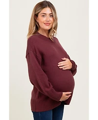 Pinkblush Maternity Burgundy Drop Shoulder Oversized Sweater