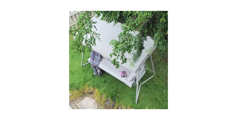 Flynama 67 Inch 3-Seat Convertible Patio Swing with Adjustable Canopy and Plush Cushions