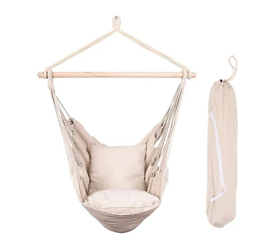 Flynama Natural Rope Hammock Chair Swing with 2 Cushions Carrying Bag