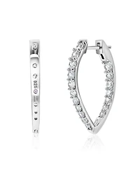 Suzy Levian Sterling Silver Cubic Zirconia Teardrop Hoop Earrings