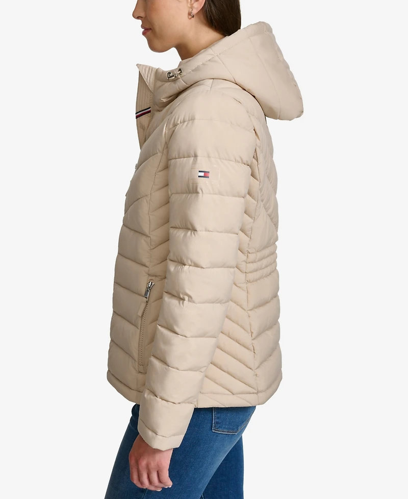 Tommy Hilfiger Women's Long Sleeves Hooded Puffer Jacket