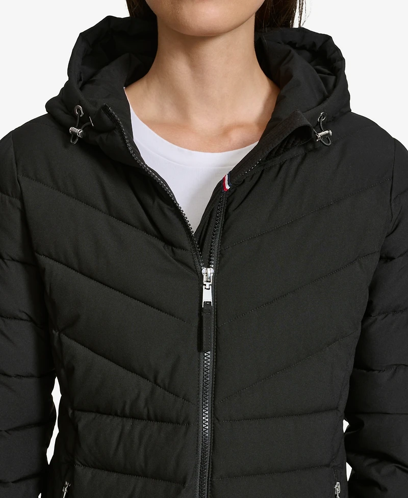 Tommy Hilfiger Women's Long Sleeves Hooded Puffer Jacket