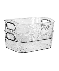 Trio Essentials Home 6 Pack Clear Storage Bins with Silver Handles, Container Bins for Organizing - Bathroom, Kitchen, Pantry, Closet, Vanity
