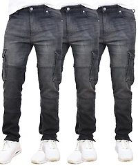 Blue Ice Men's 3-Pack Stretch Cargo Pocket Jeans