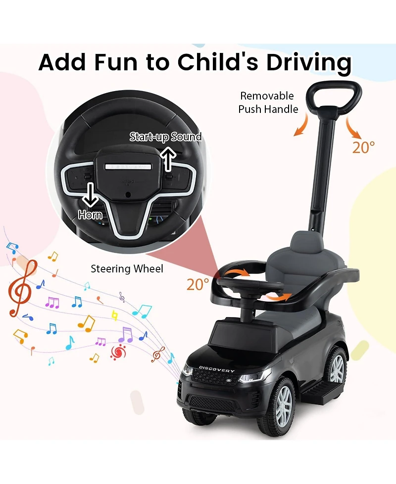Mecale 3 1 Push Car with Removable Handle and Guardrail for Kids 18-36 Months Old