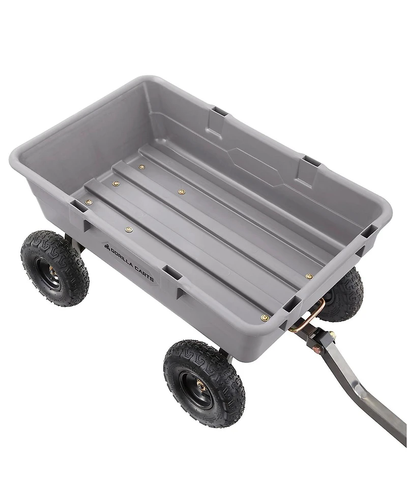 Gorilla Carts 800 Pound Capacity Heavy Duty Poly Yard Dump Utility Cart, Gray