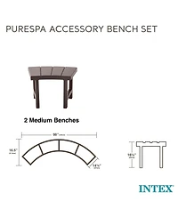 Intex 28514E 2 Medium PureSpa Accessories Benches, Compatible w/ 4 Person Spas