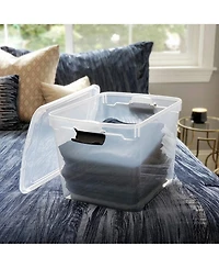 Homz Secure Latch Large Clear Stackable Storage Container Bin, 31 Quart, 4 Count