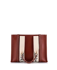 Pre-Owned Chloe Medium Woody Tote Leather with Canvas