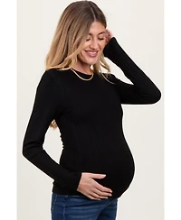 Pinkblush Maternity Black Ribbed Long Sleeve Top