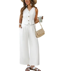 Cupshe Women's Sleeveless Vest & Wide Leg Pants Set