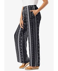 Woman Within Women's Tall Pull-On Elastic Waist Soft Pants