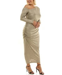 Taylor Plus Asymmetrical Side Ruche Maxi Dress