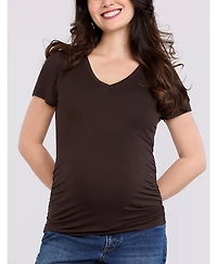 Motherhood Maternity V-Neck Side-Ruched Short Sleeve Tee