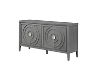 Casainc Retro Storage Cabinet Sideboard door with Circular Groove Design Round Metal Door Handle