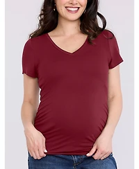 Motherhood Maternity V-Neck Side-Ruched Short Sleeve Tee