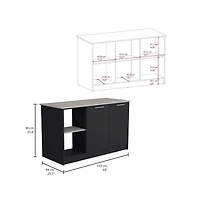 Tuhome Juniper Kitchen Island Black / Ibiza Marble Mdf
