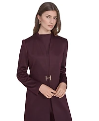 Halston Women's Closure Topper Long Sleeves Coat