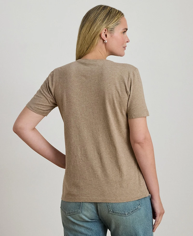 Lauren Ralph Plus Beaded-Crest Cotton Jersey T-Shirt