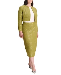 Eloquii Women's Sequin Tweed Midi Skirt
