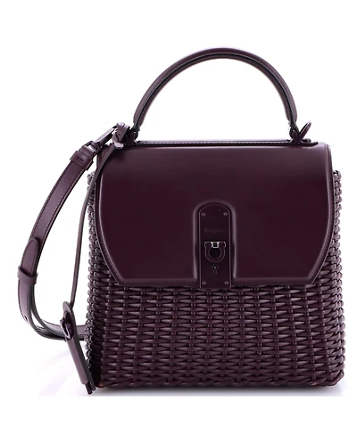 Pre-Owned Salvatore Ferragamo Medium Boxyz Top Handle Bag Woven Leather