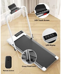 DeerRun 3 in 1 Walking Pad Treadmill, 300 Weight Capacity Foldable Treadmill, 3.0HP Low Noise Under Desk Treadmills for Home Office with Remote & App