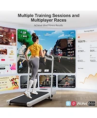 DeerRun 3-in-1 treadmill w/ handlebar. 300LB cap, 3.0HP motor, Led display, remote & App control. Foldable for small home/office spaces