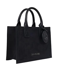 True Religion Suede Pu Box Tote with Logo Tag