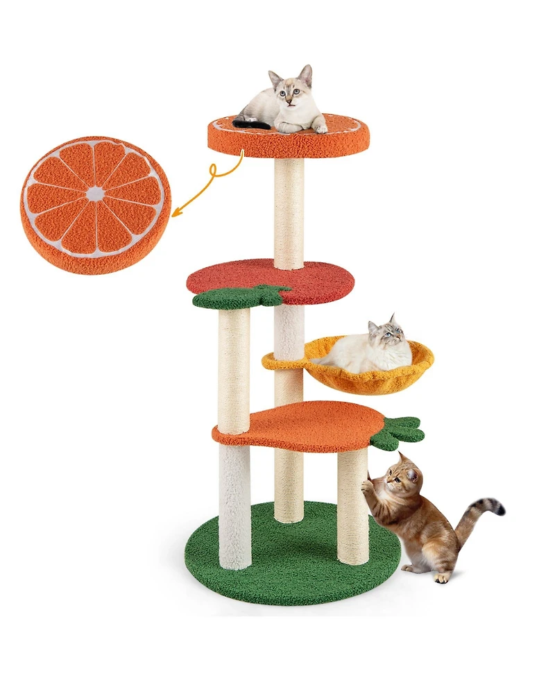 Gymax Multi-level Cat Tree Cute Fruit World Cat Tower w/ Fruit-shaped Platforms