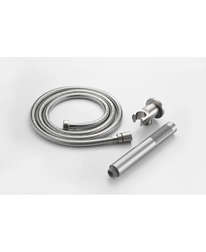 Rainsken Wall Mounted Shower Faucet Set for Bathroom with High Pressure 10" Stainless Steel Rain Shower head Handheld Shower Set, Brushed Nickel