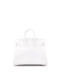 Pre-Owned Hermes Birkin 25 Handbag White Swift with Gold Hardware