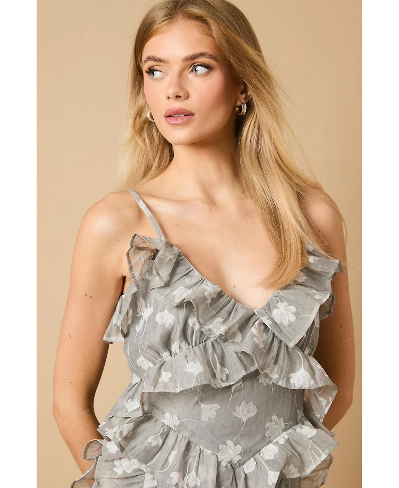 Oasis Women's Ruffle Front V-Neck Strappy Midi Dress