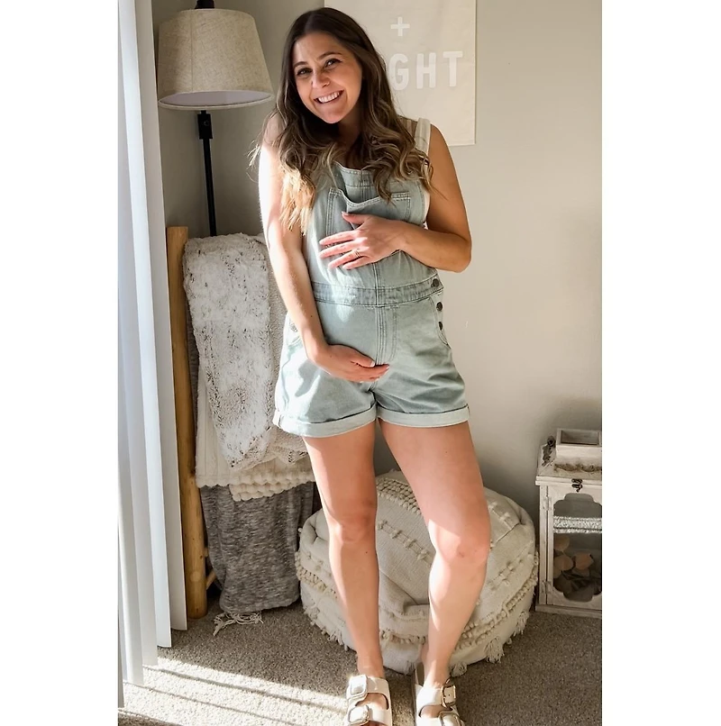 Pinkblush Maternity Light Blue Denim Short Overalls