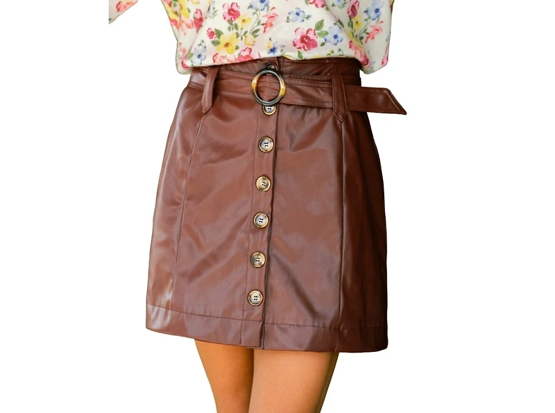Cupshe Women's Vinyl Spin Brown Mini Skirt