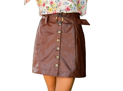 Cupshe Women's Vinyl Spin Brown Mini Skirt