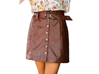 Cupshe Women's Vinyl Spin Brown Mini Skirt