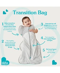 Love To Dream Baby Transition Bag Sleep Sack - Original 1.0 Tog White Large (19-24lbs)