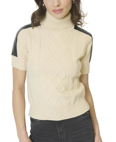 Central Park West Women's Naomi Short Slv Cable T-Neck