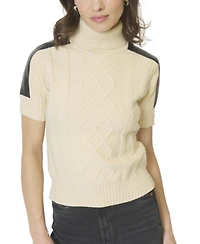Central Park West Women's Naomi Short Slv Cable T-Neck