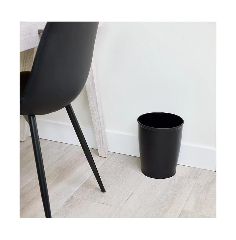 iDesign Round Plastic Bathroom Trash Cans - Set of 2 - Black - Made in Usa