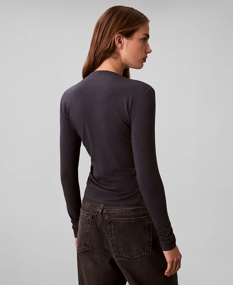 Calvin Klein Women's Slim Long Sleeve Mock Neck Top