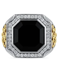 Macy's Diamond (1/2 ct. t.w.) and Black Onyx (4.90 ct. t.w.) Ring in Yellow Gold Plated Sterling Silver