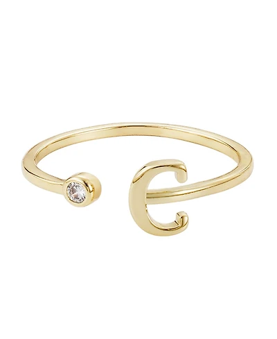 Adornia Gold Adjustable Cubic Zirconia Initial Ring