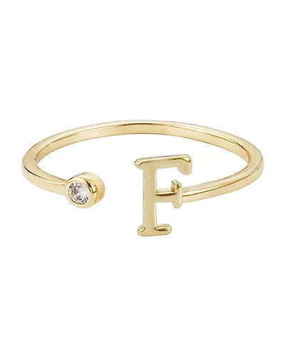 Adornia Gold Adjustable Cubic Zirconia Initial Ring