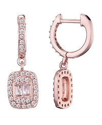 Adornia Rose Gold Plated Cubic Zirconia Asher Cut Halo Huggie Earrings