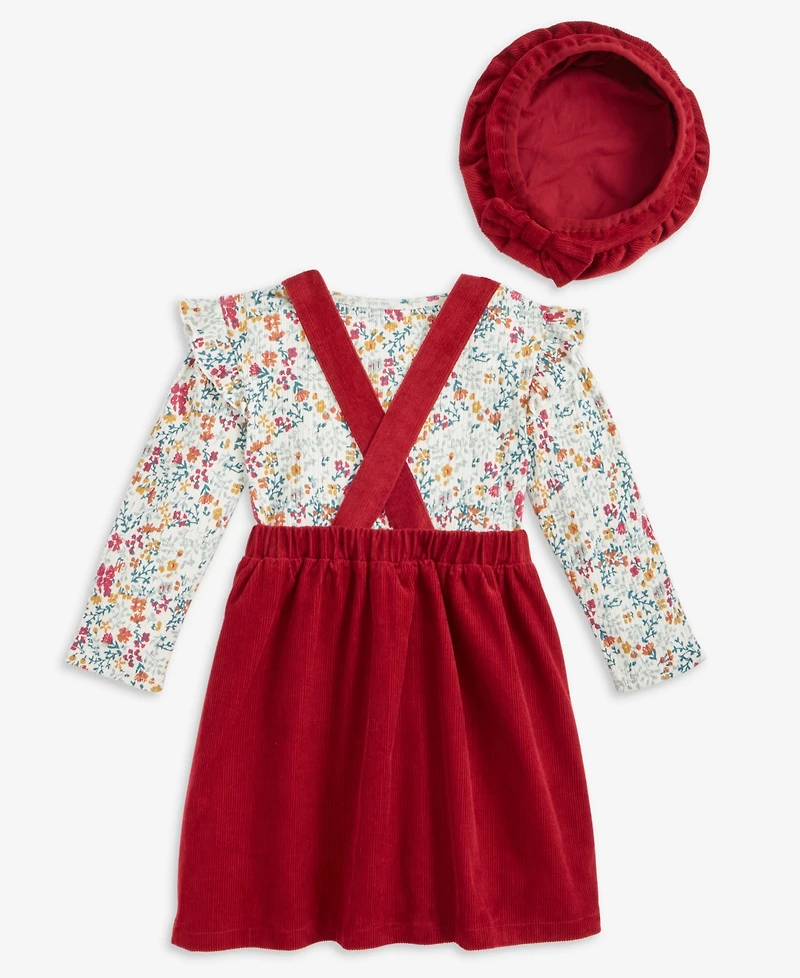 Blueberi Boulevard Girls 2T-6X 2-Piece Button Floral Corduroy Top and Jumper Set